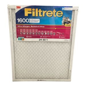 Filtrete Ultra Allergen 2X Bacteria & Virus Filter (1600 MPR), 20x30x1 (4 Pack)
